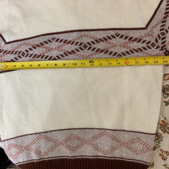 Claude Vintage Cream and Brown Sweater Crewneck M - Picture 9 of 9